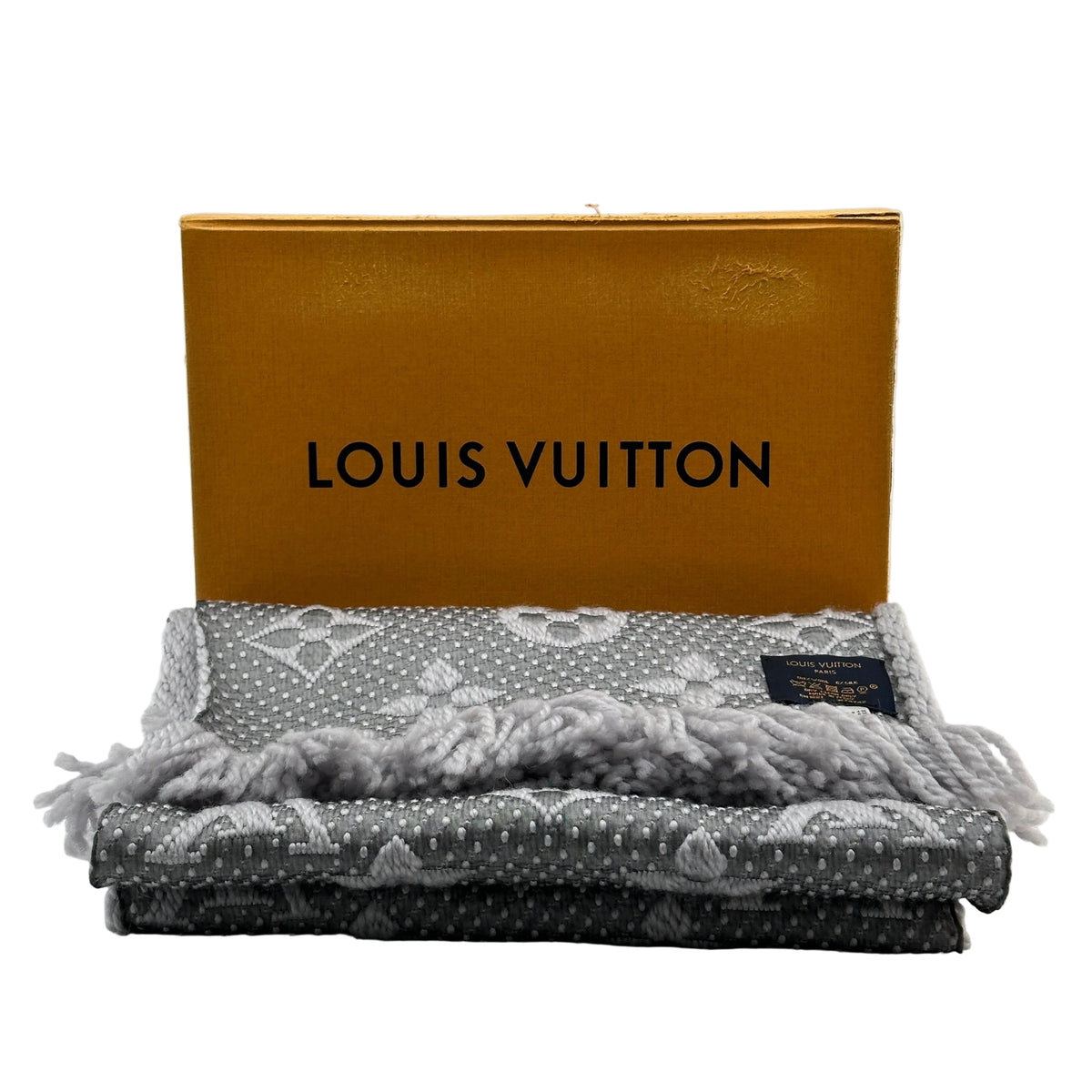 Louis Vuitton Logomania Wool Silk Gris Perle Scarf M74742
