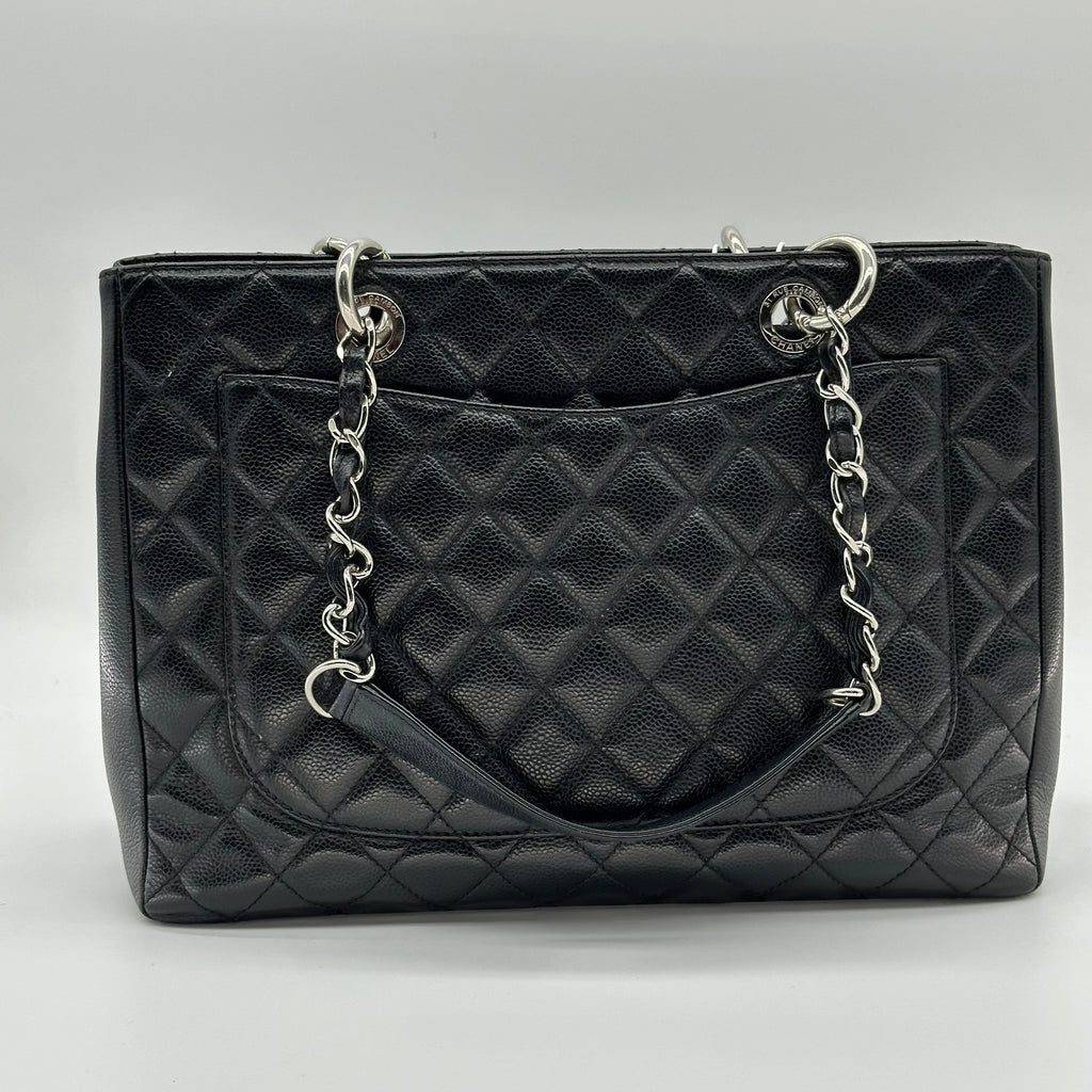 Chanel GST Caviar Leather Chain Tote Bag Black Gold Hardware 16 Series