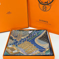 Hermès Carré 90 Pantin City Silk Scarf Navy