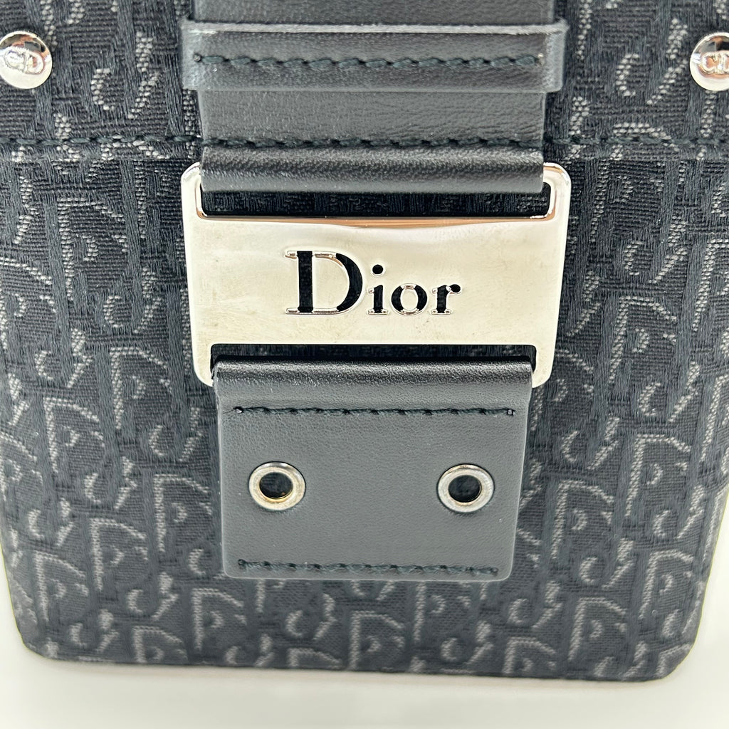 Christian Dior Trotter Monogram Vanity Bag Black Canvas Top Handle Bag Vintage