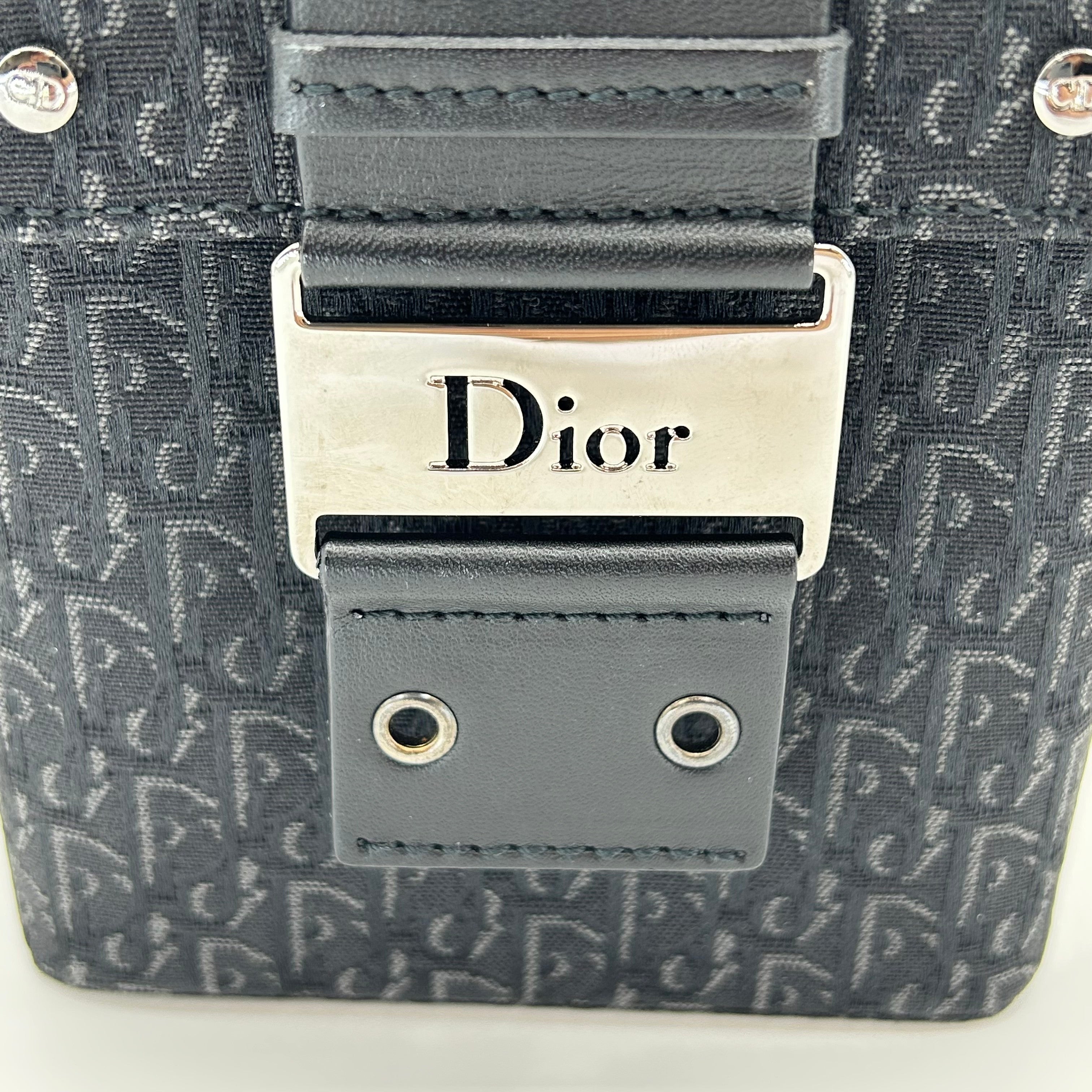 Christian Dior Trotter Monogram Vanity Bag Black Canvas Top Handle Bag Vintage