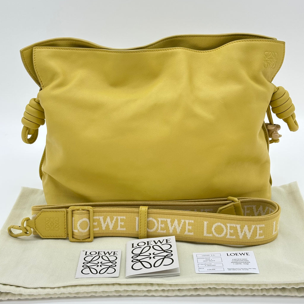 LOEWE Flamenco Clutch Leather Shoulder Bag with Anagram Strap