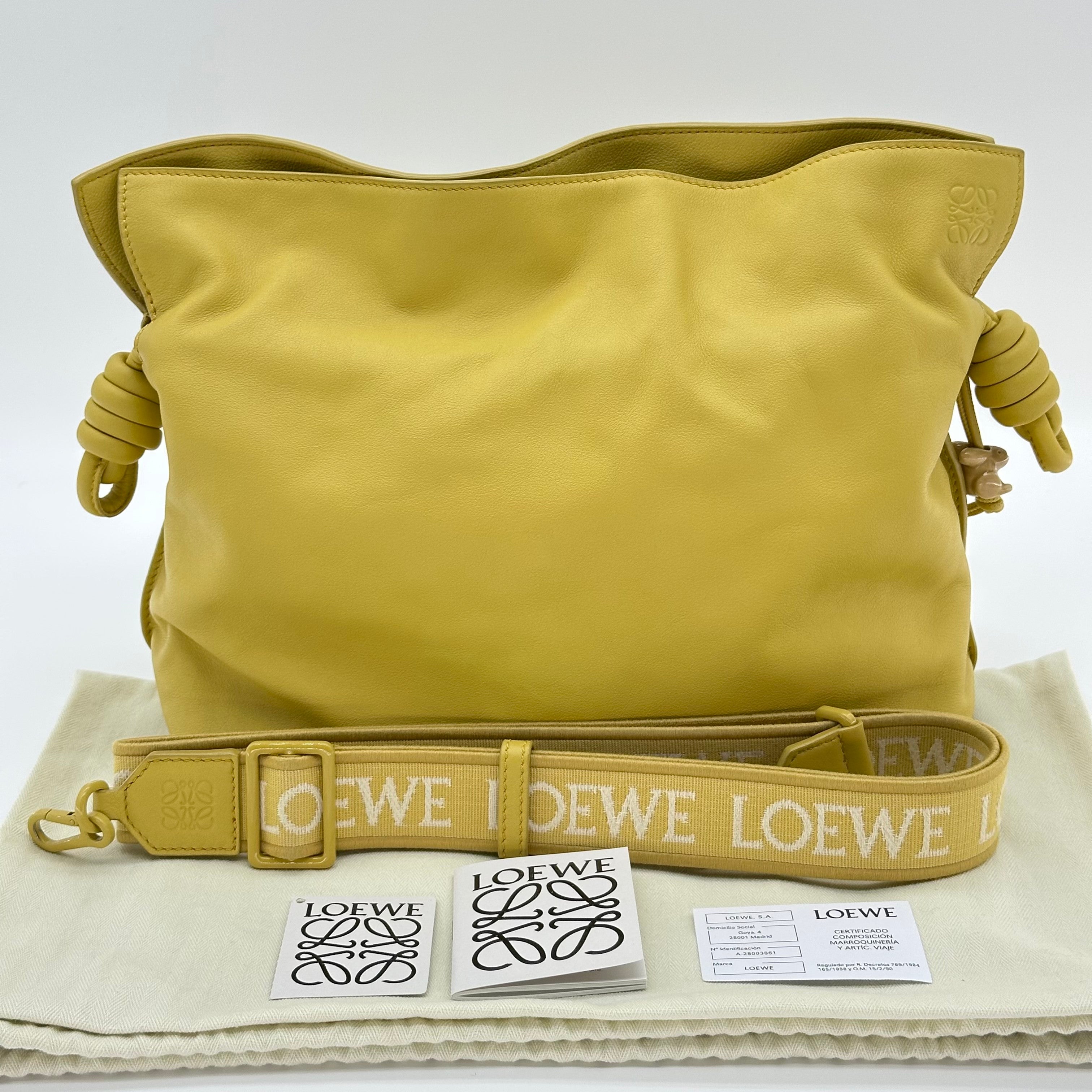LOEWE Flamenco Clutch Leather Shoulder Bag with Anagram Strap