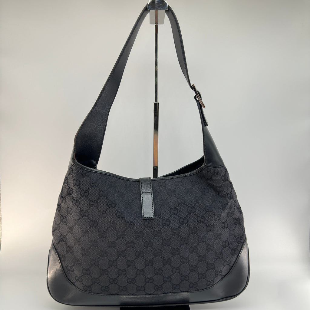 Gucci GG Canvas Jackie Black Hobo Shoulder Bag