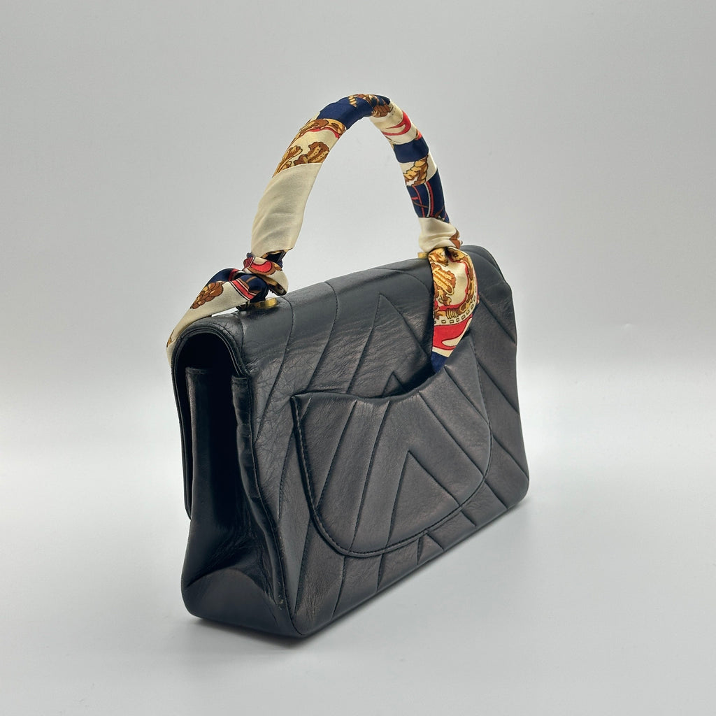 Chanel Quilted Kelly Black Leather Shoulder Bag