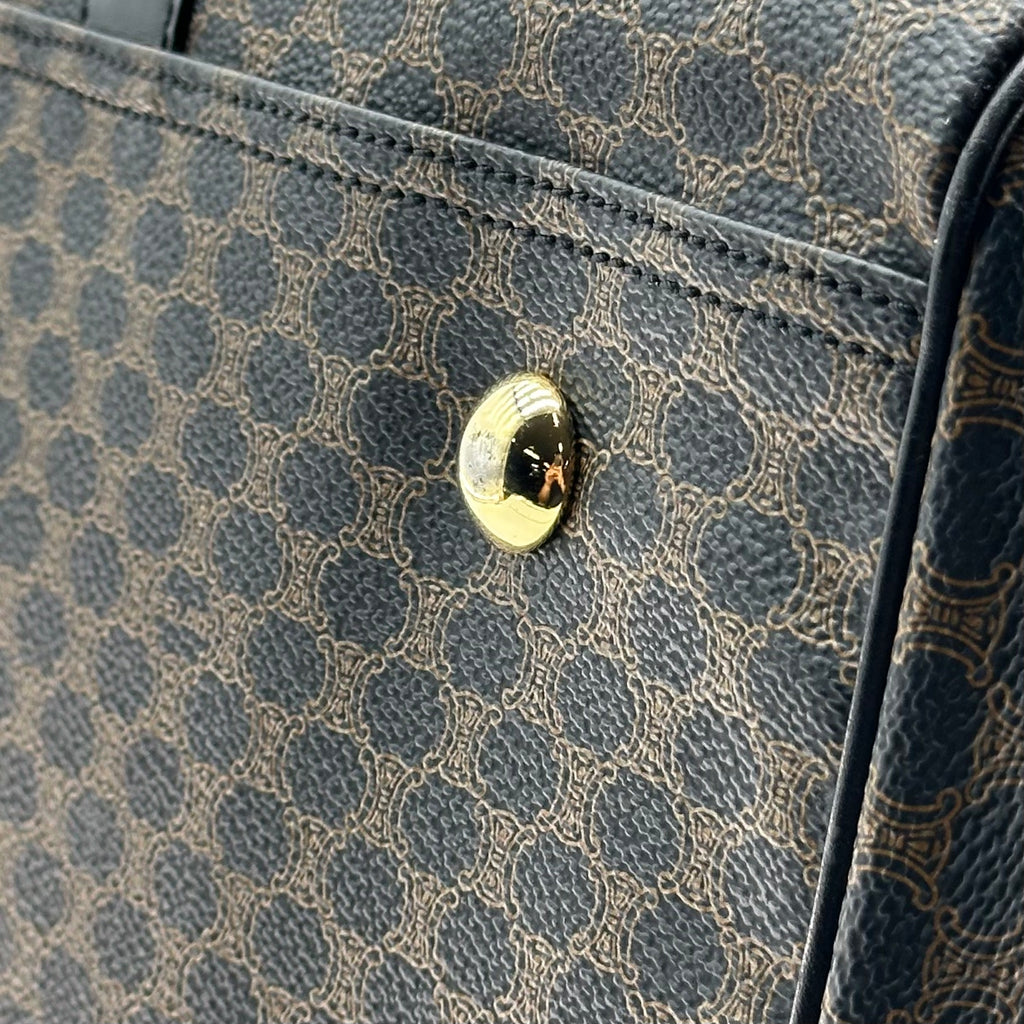 vintage celine black macadam large boston bag travel bag unisex