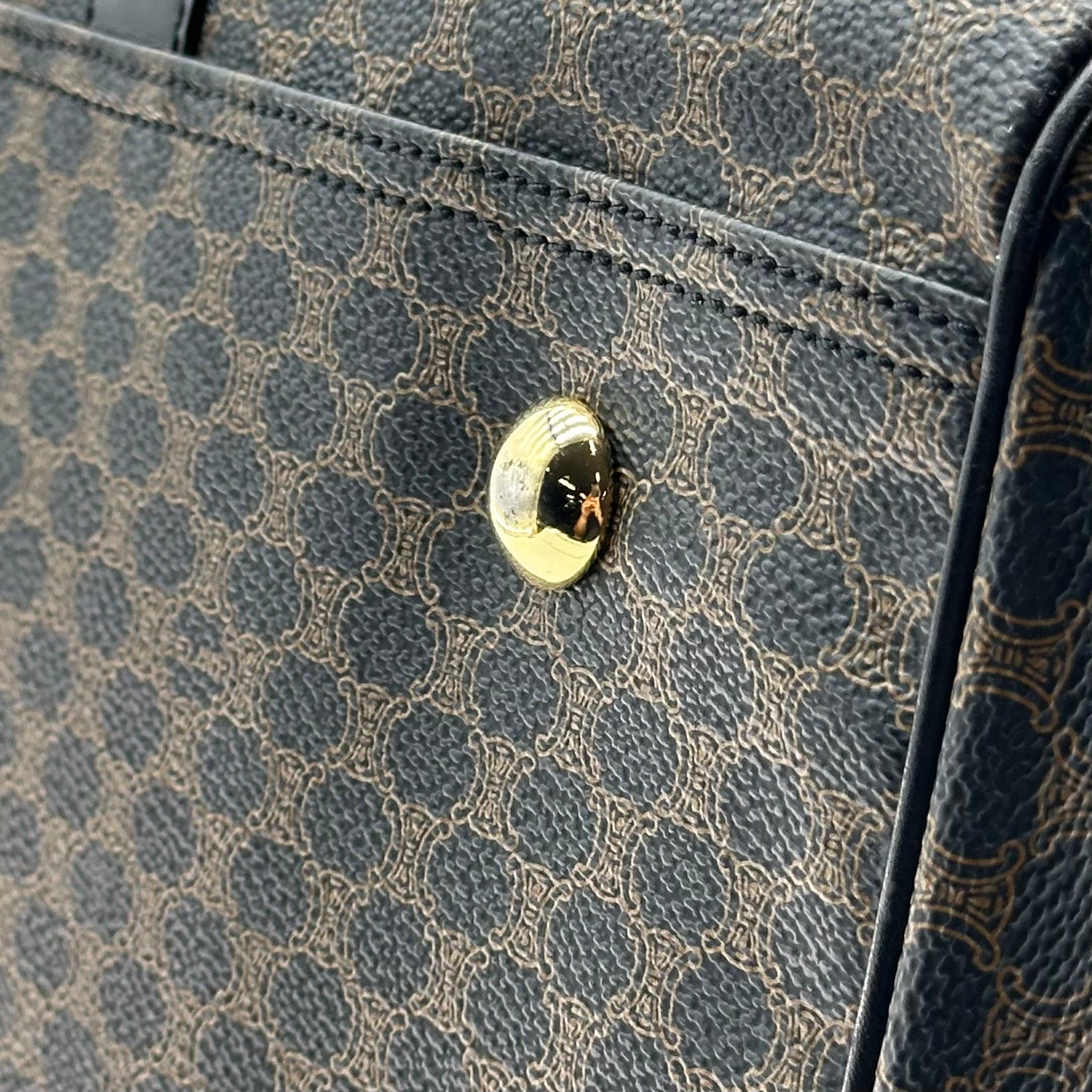 vintage celine black macadam large boston bag travel bag unisex