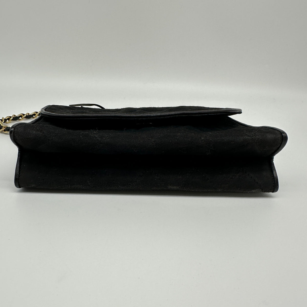 Chanel Quilted Suede Tassel Black Chain Shoulder Bag