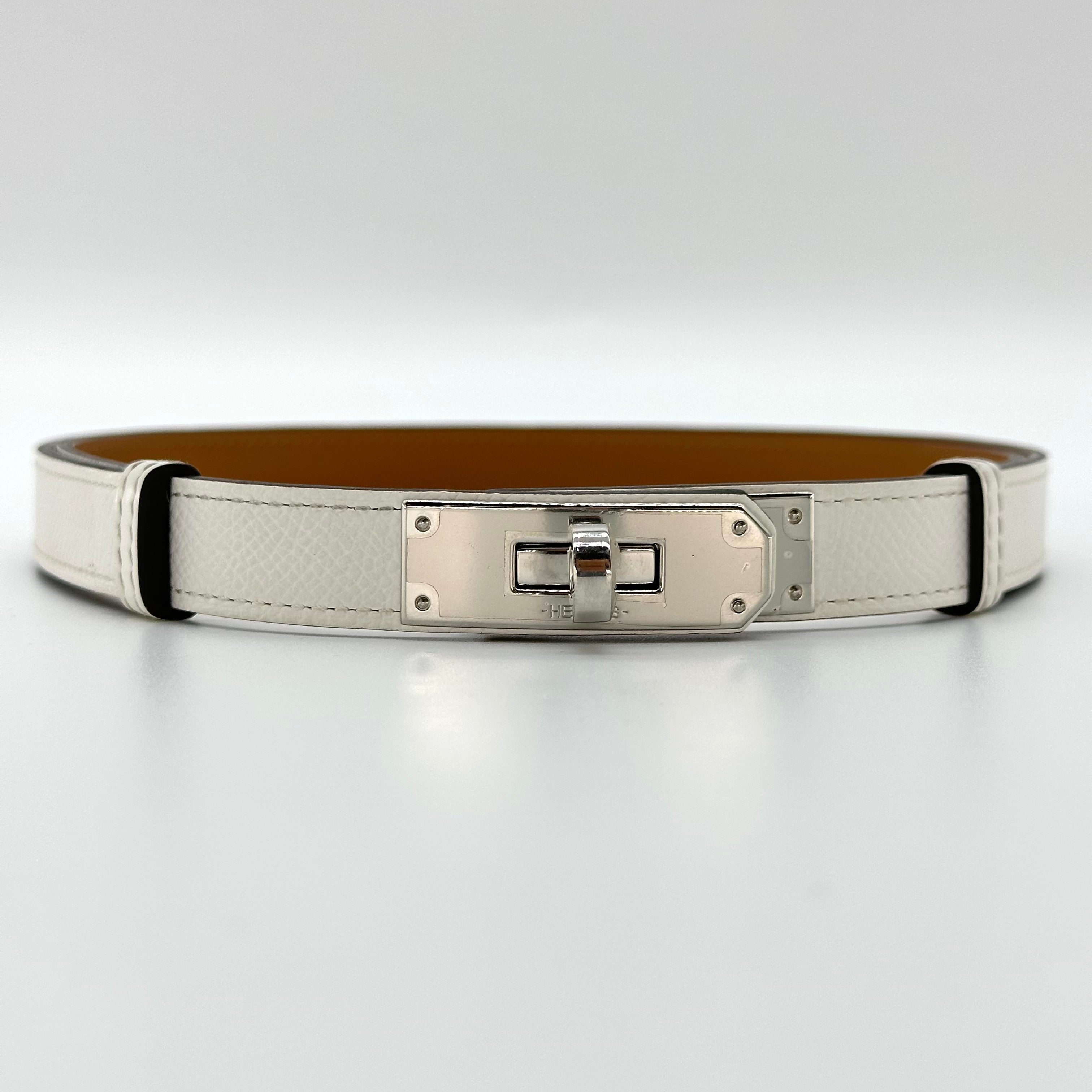 Hermès Hermes Kelly 18 White Belt with Silver Hardware U Stamp (2022) Epson