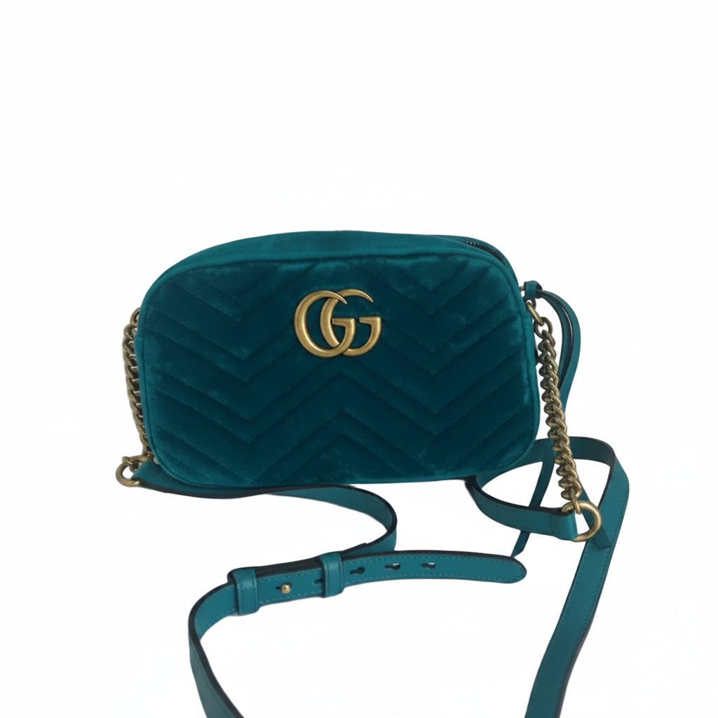 gucci small velvet blue gg marmont crossbody bag