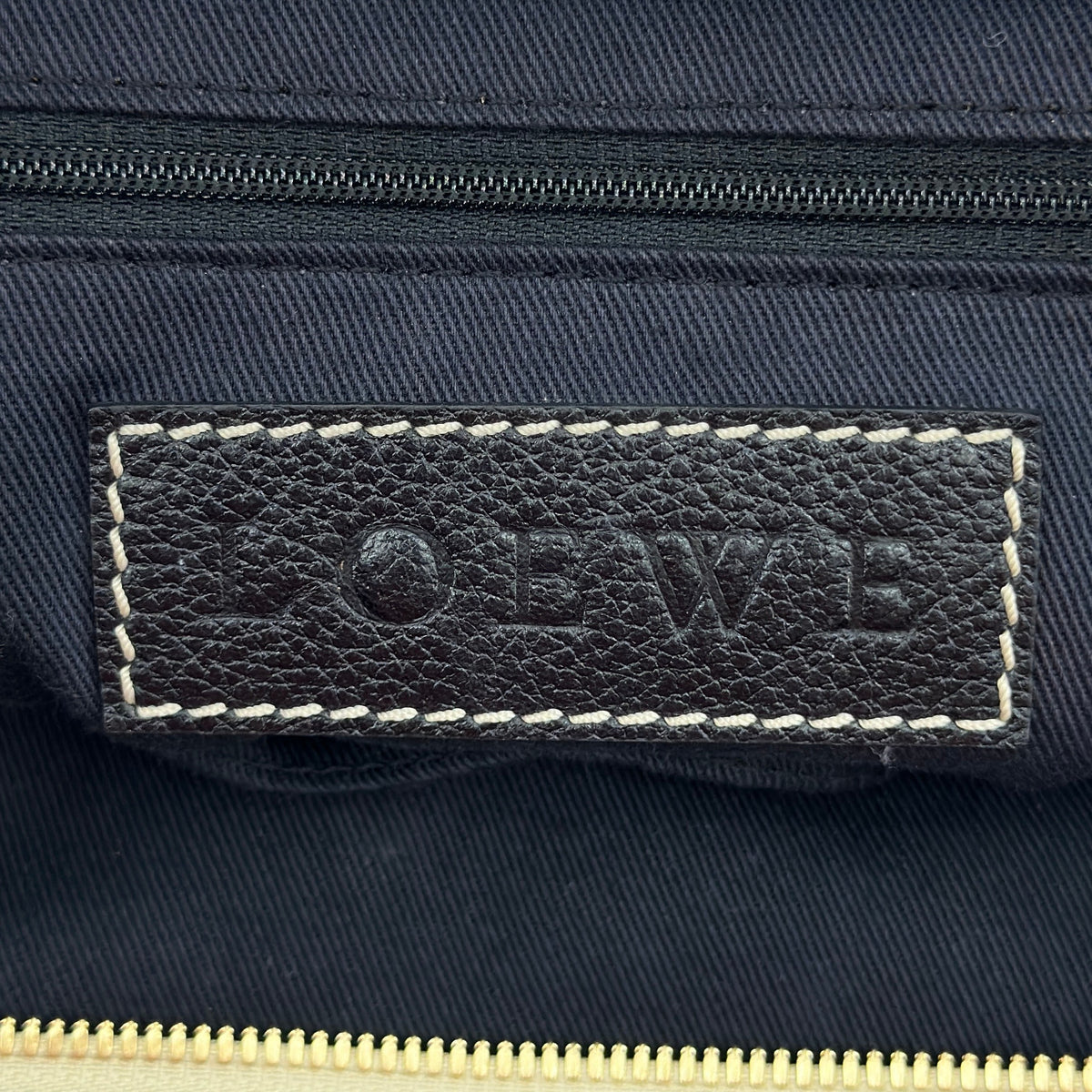 LOEWE Vintage Shoulder Bag Dual Exterior Pockets Gold Hardware