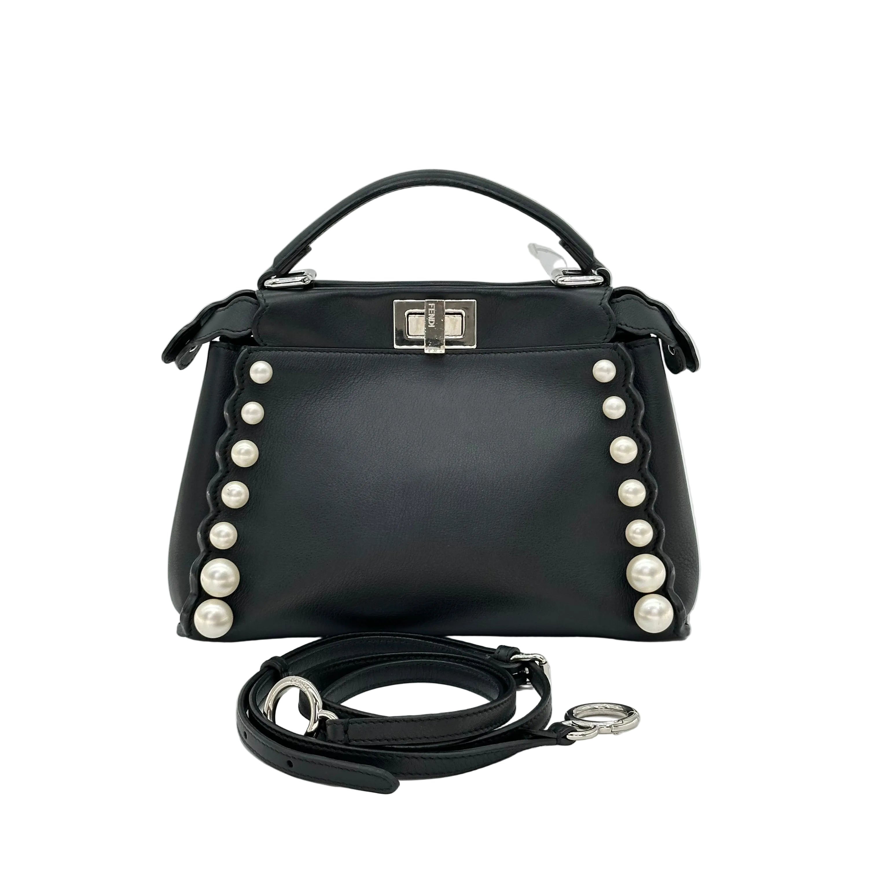 FENDI Peekaboo Handbag Shoulder Bag 2WAY Pearl