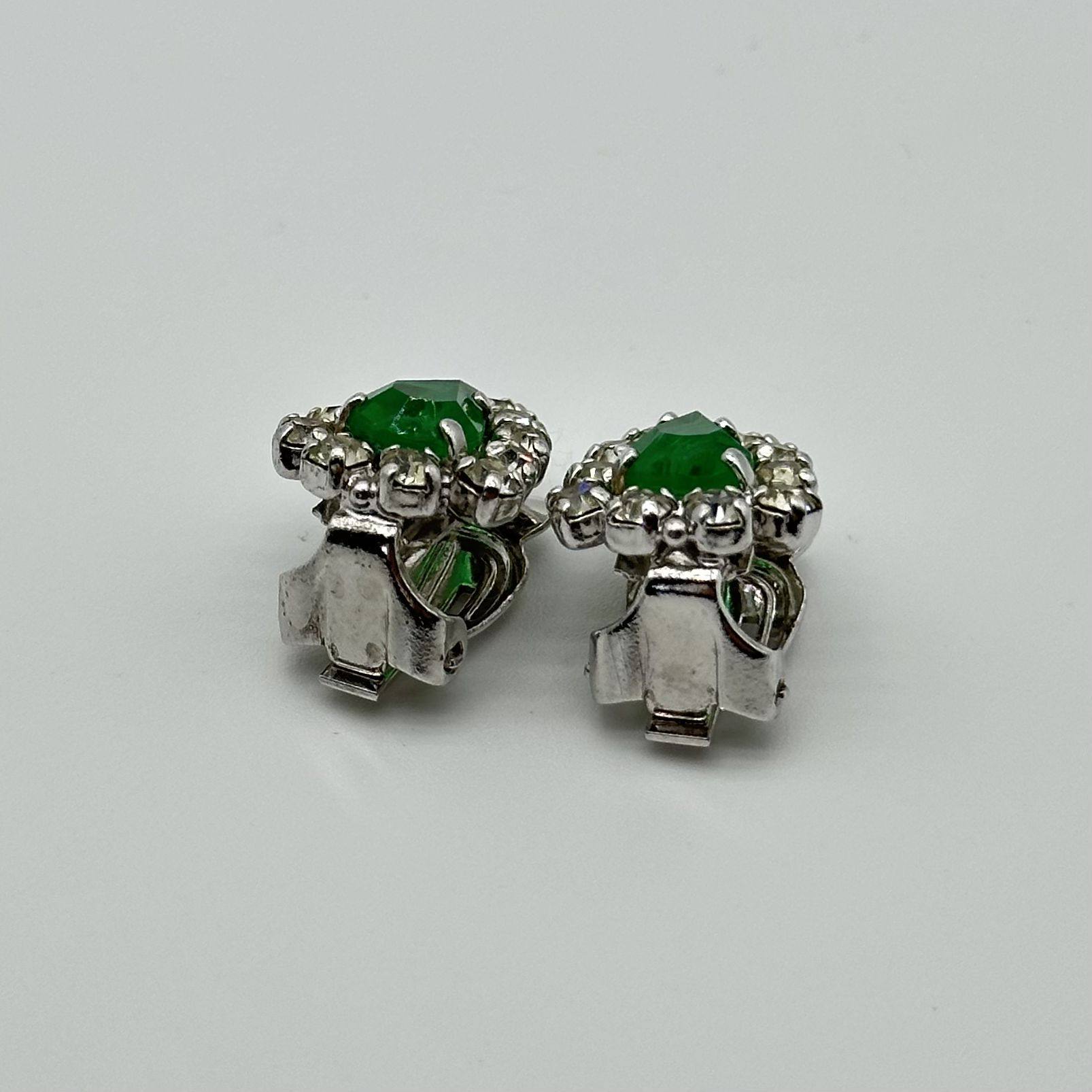 Christian Dior Emerald Green Clip-On Earrings Vintage