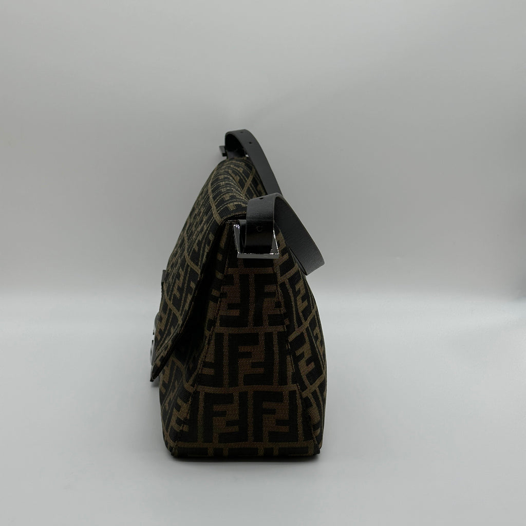 Fendi Zucca Canvas Mamma Baguette Medium Brown Shoulder Bag