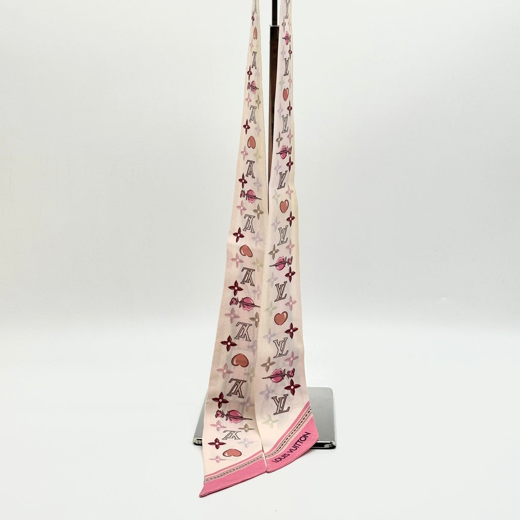 Louis Vuitton Silk Flowers and Straps Bandeau BB Pink Scarf