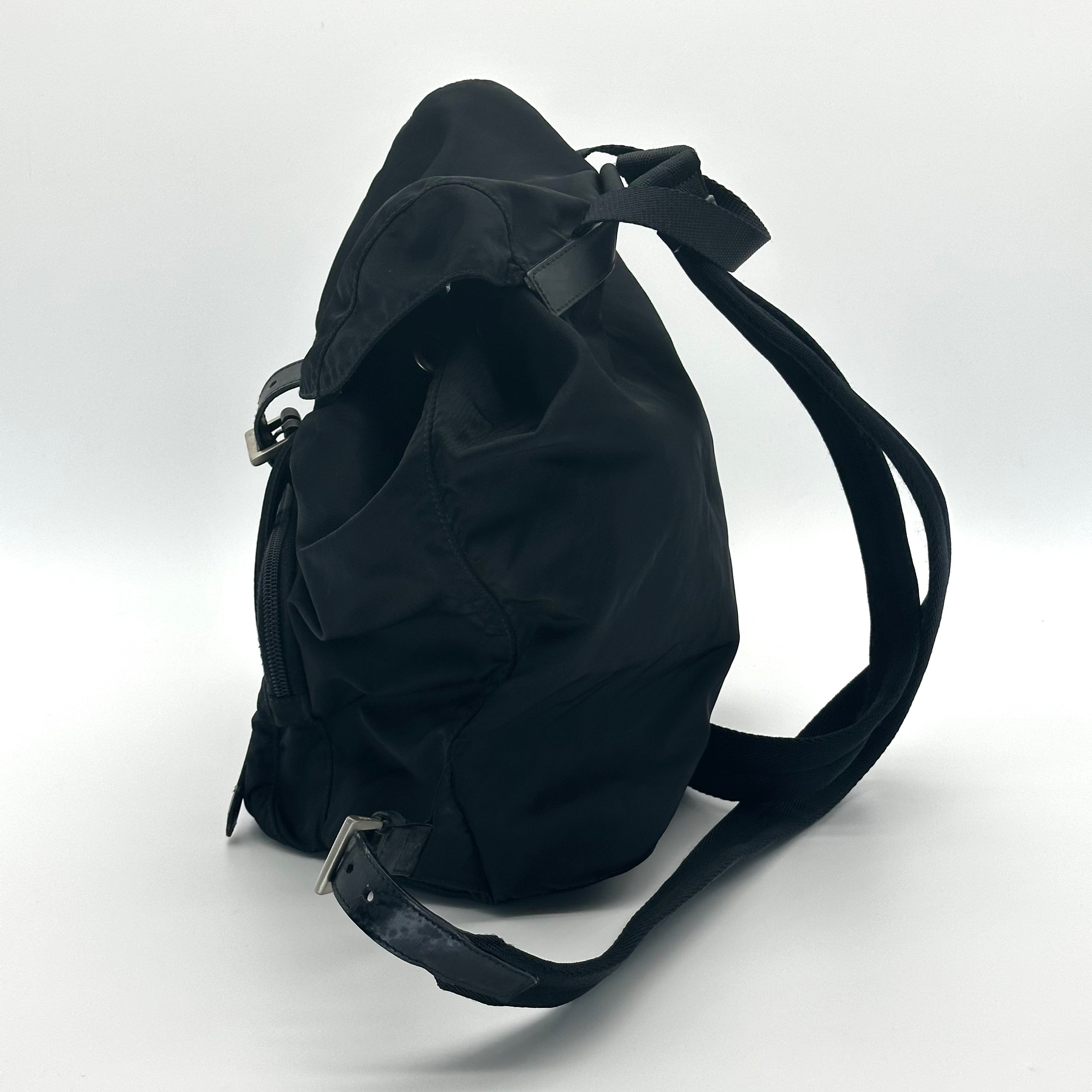 Prada Black Tessuto Nylon Vintage Drawstring Backpack