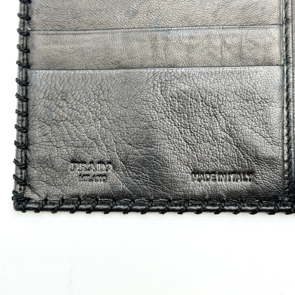Prada Leather Black Trifold Wallet