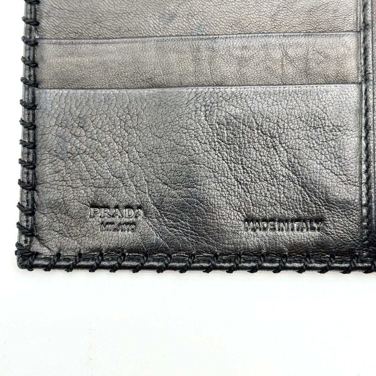Prada Leather Black Trifold Wallet