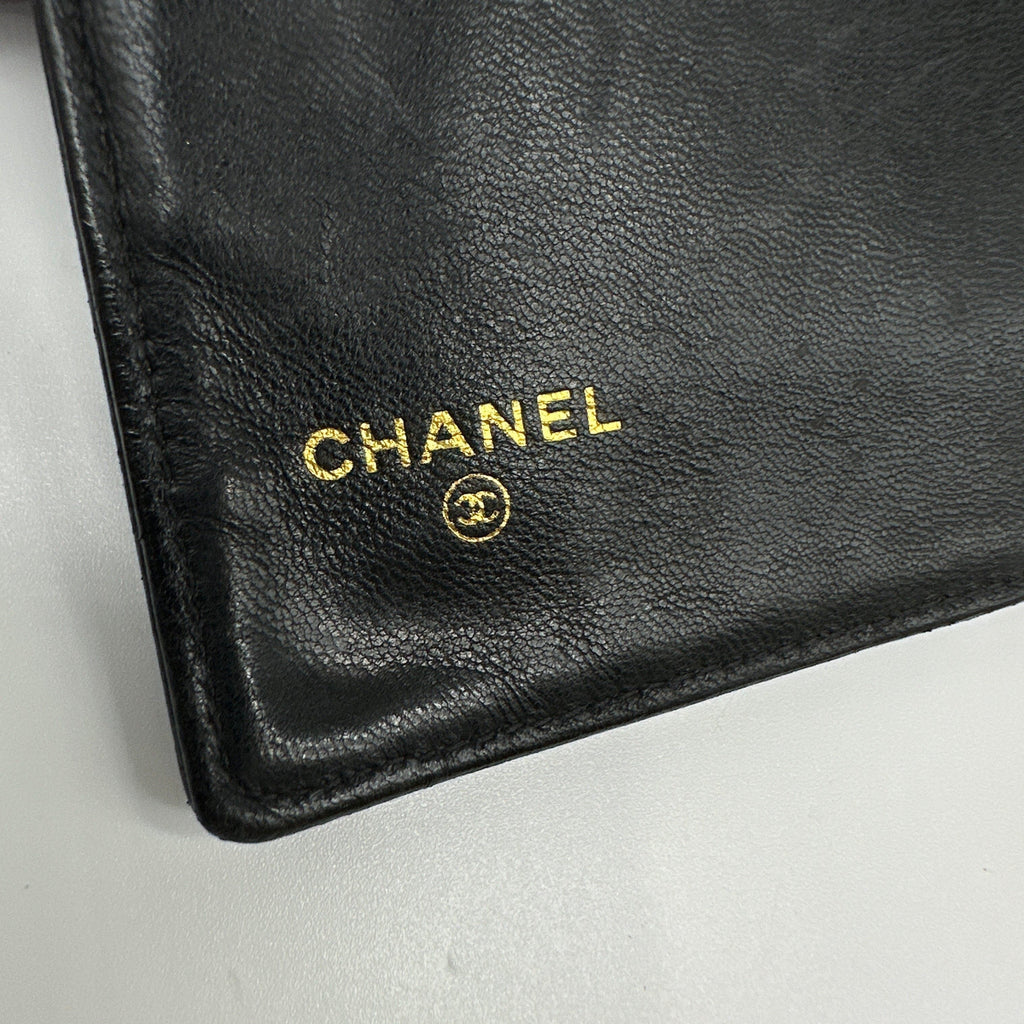 Chanel Leather CC Logo Black Bifold Long Wallet