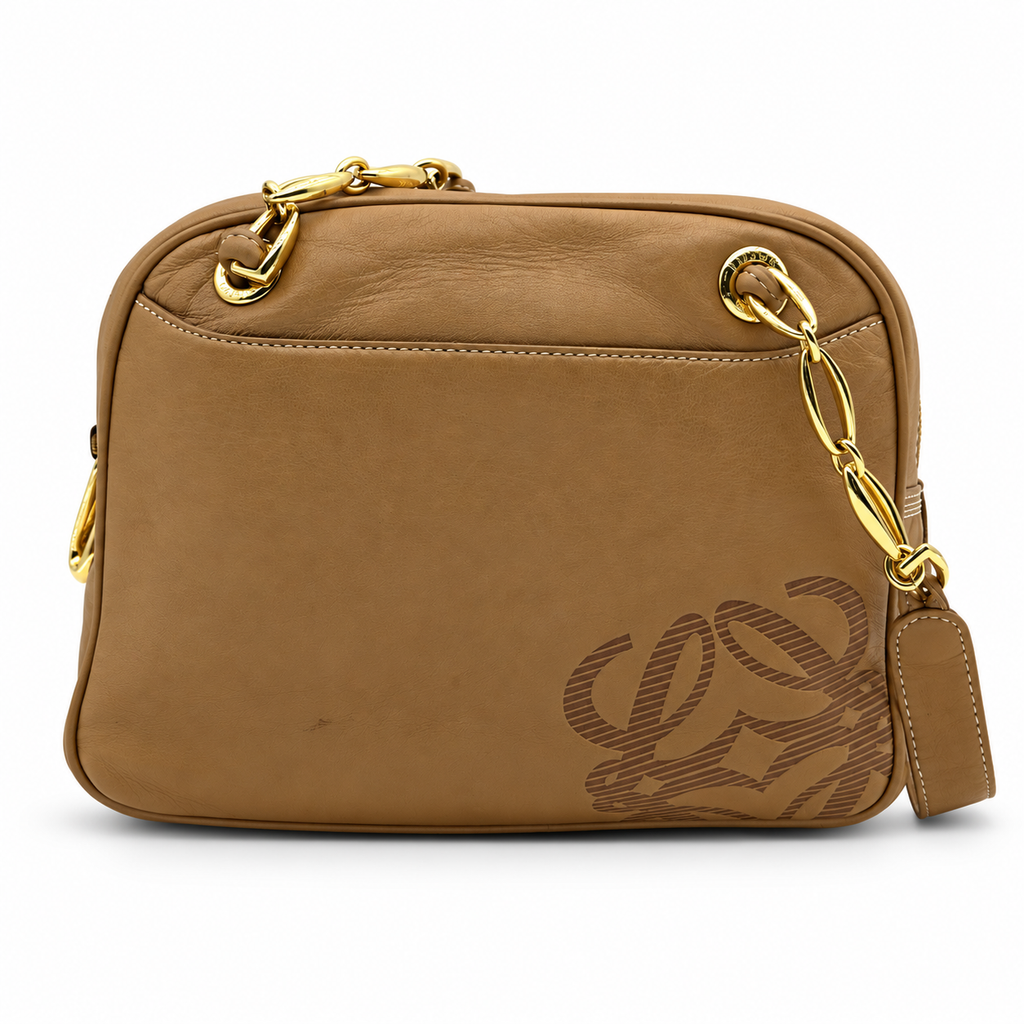 Loewe Anagram Lambskin Beige Chain Shoulder Bag