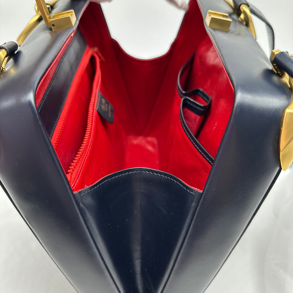 Celine Vintage Leather Shoulder bag Navy Blue