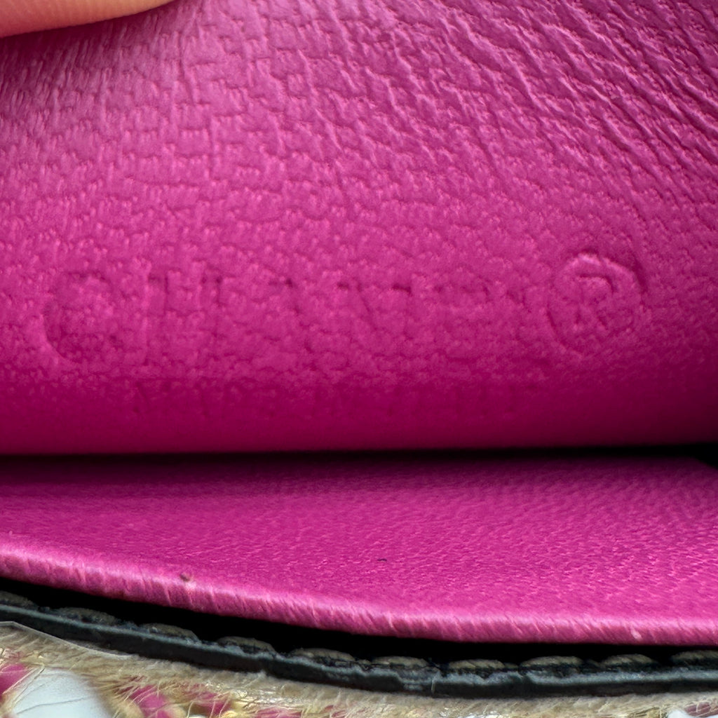 Chanel Logo Canvas Leather Pink Chain Shoulder Pouch