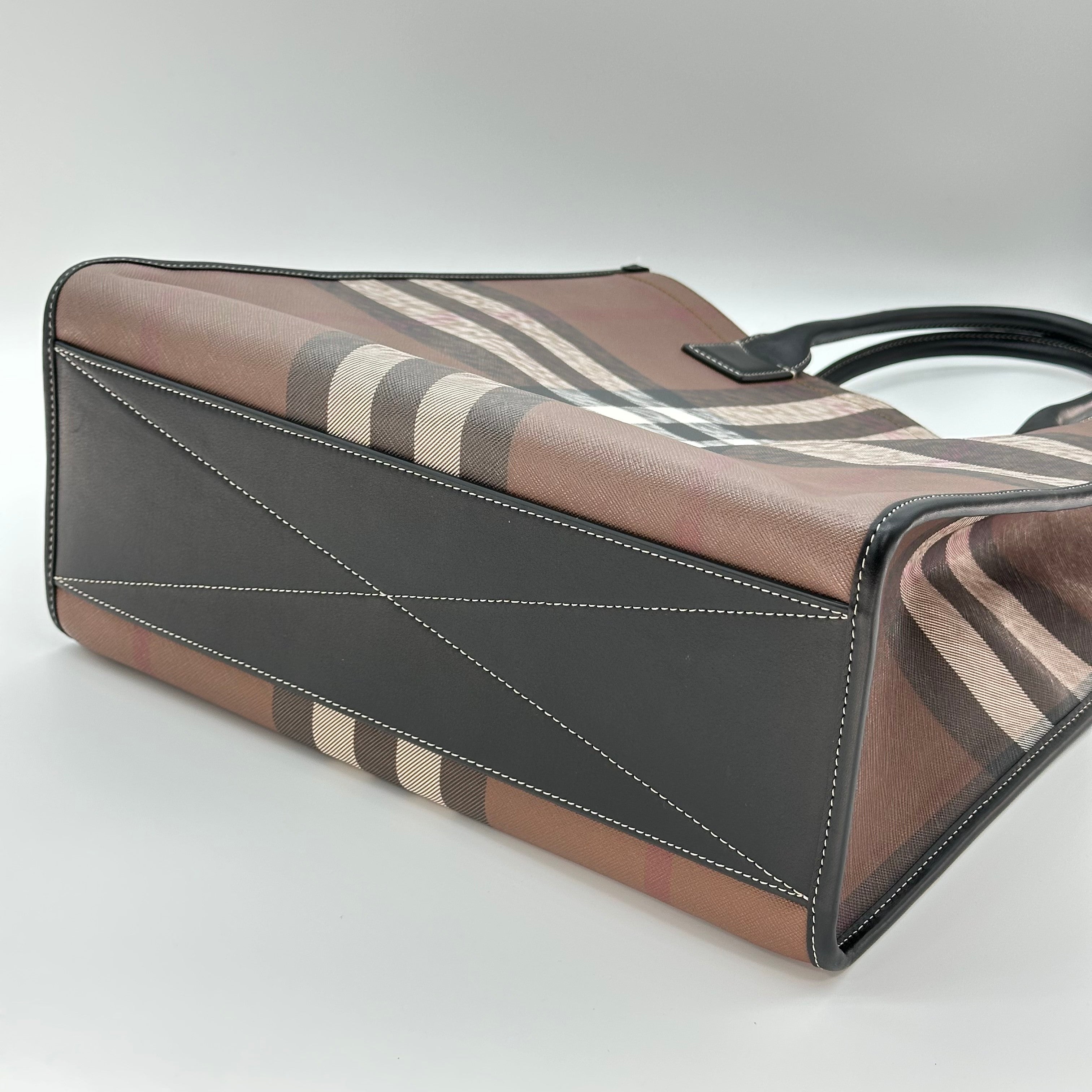 Burberry Denny Classic Check 2Way Tote Shoulder Crossbody Bag