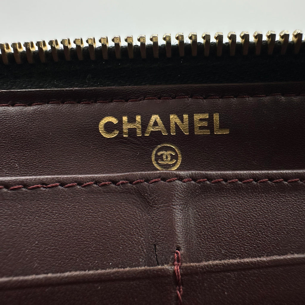 Chanel Caviar Quilted Large Gusset Zip Around Wallet Black