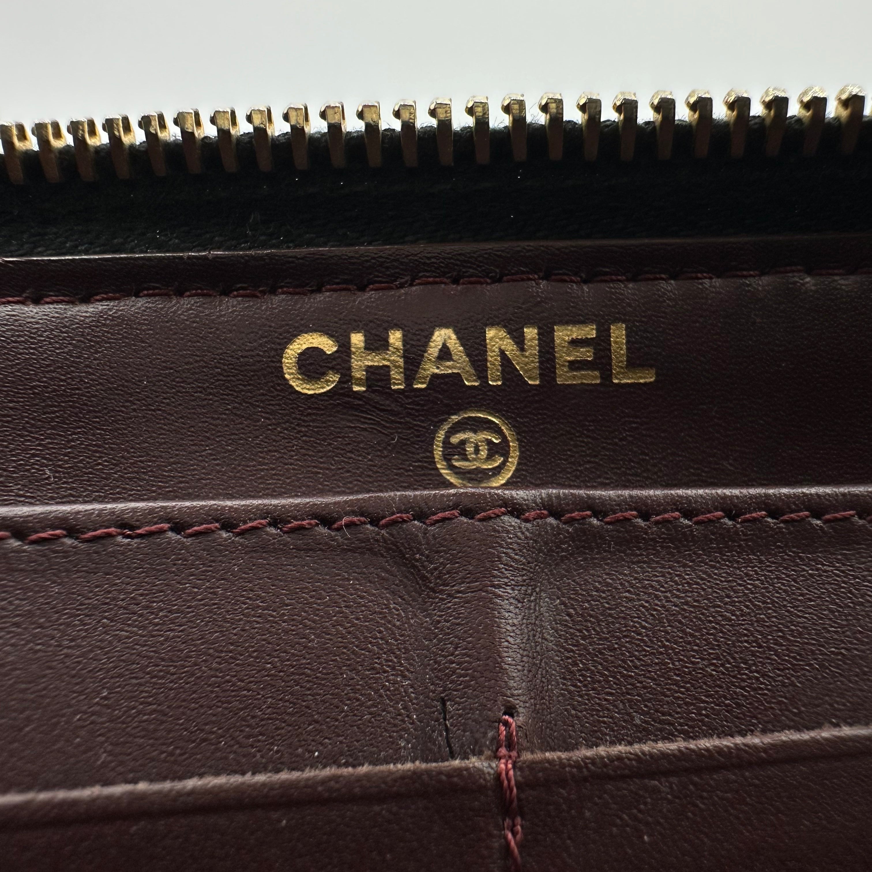 Chanel Caviar Quilted Large Gusset Zip Around Wallet Black