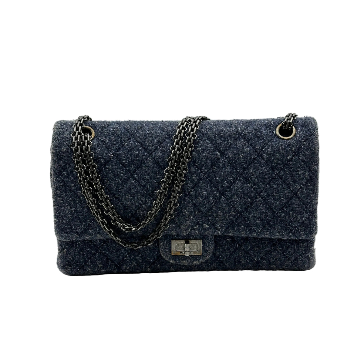 Chanel Quilted Denim Blue Chain Shoulder Bag