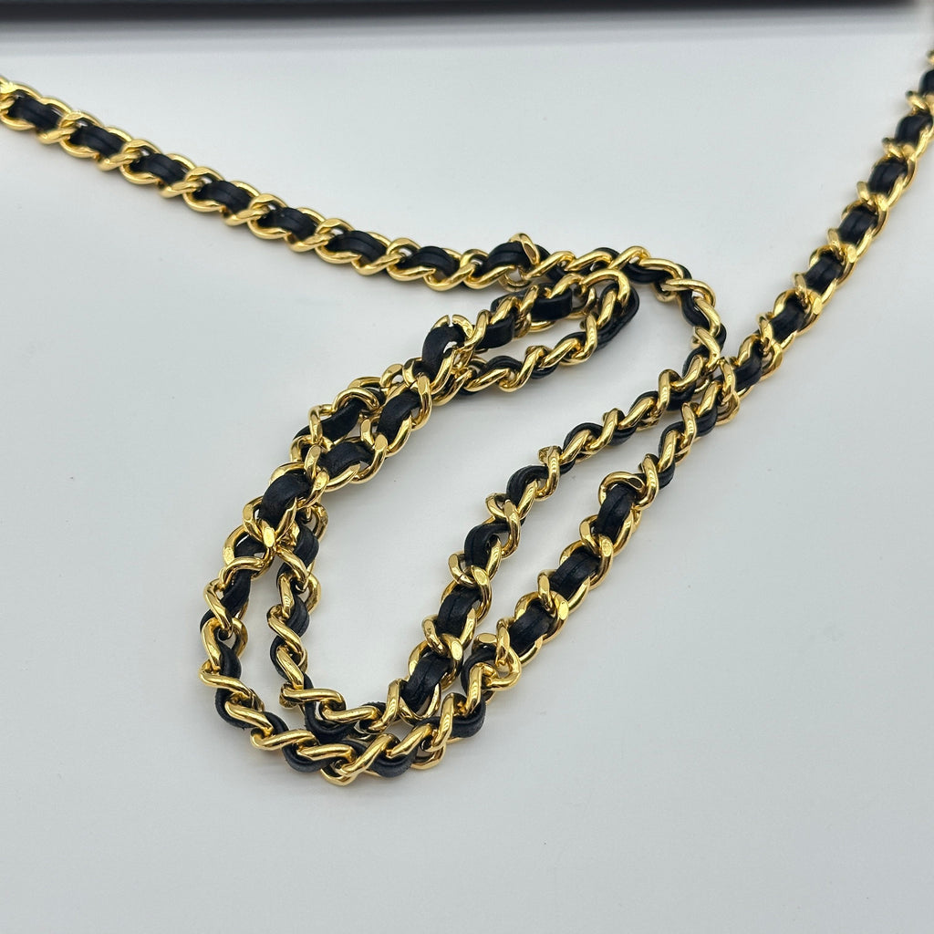 Chanel Coco Mark Caviar Leather Black Chain Wallet