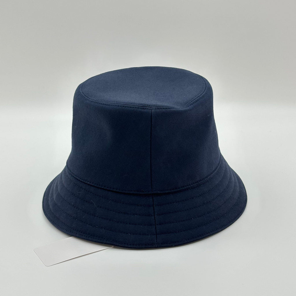 Hermes Fred H Navy Blue Cotton Bucket Hat Size 58 100%Cotton