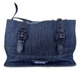 Prada Etiquette Denim Tote Bag Calfskin Leather Strap 2Way Shoulder Bag