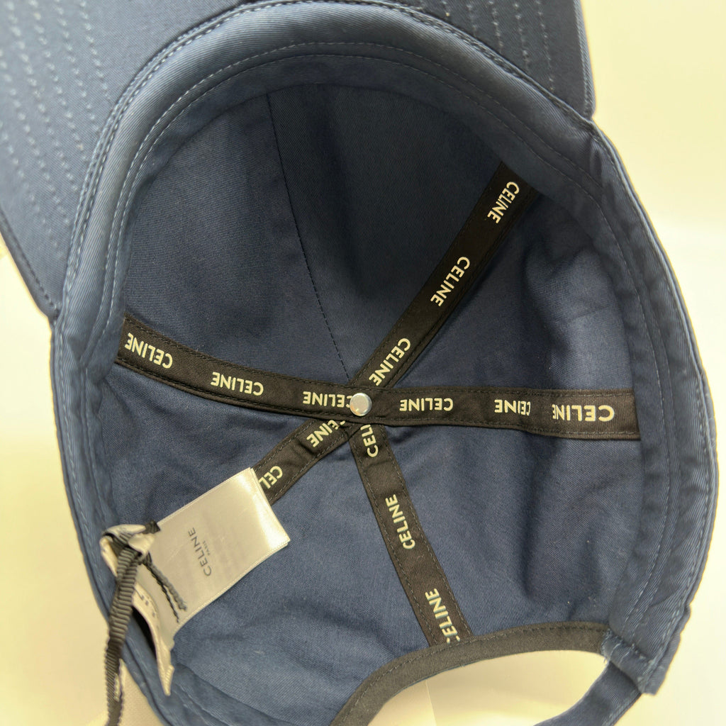 Celine 2AUA1969P Logo Cap L Cotton Navy Blue Wears Lint on fabric Marked Creases
