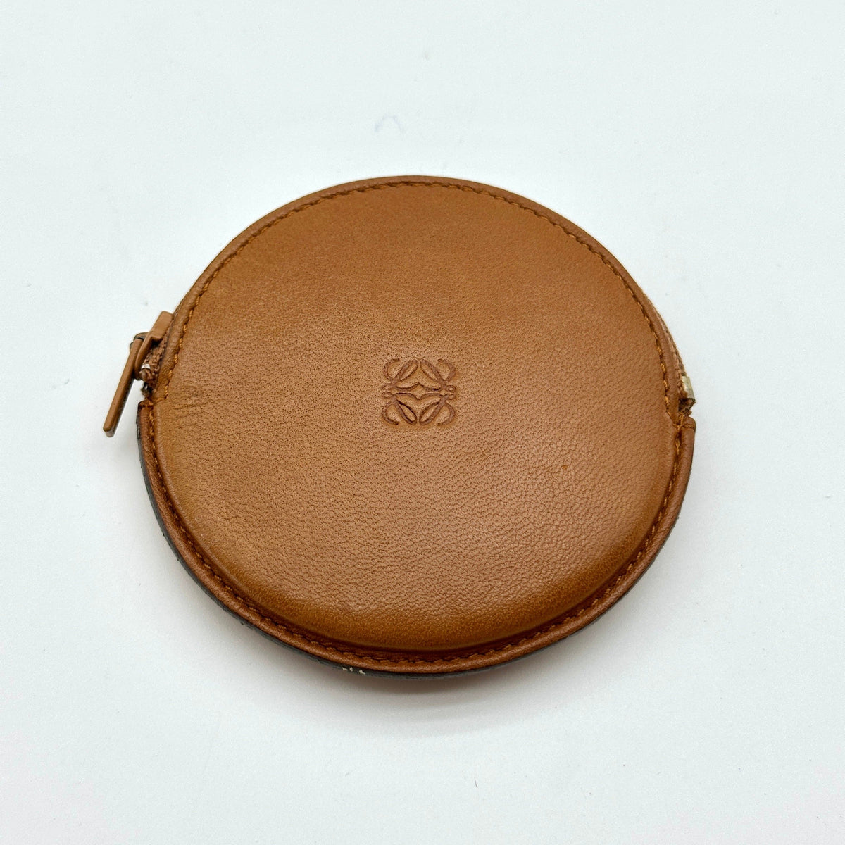 Loewe Leather Brown Round Coin Purse