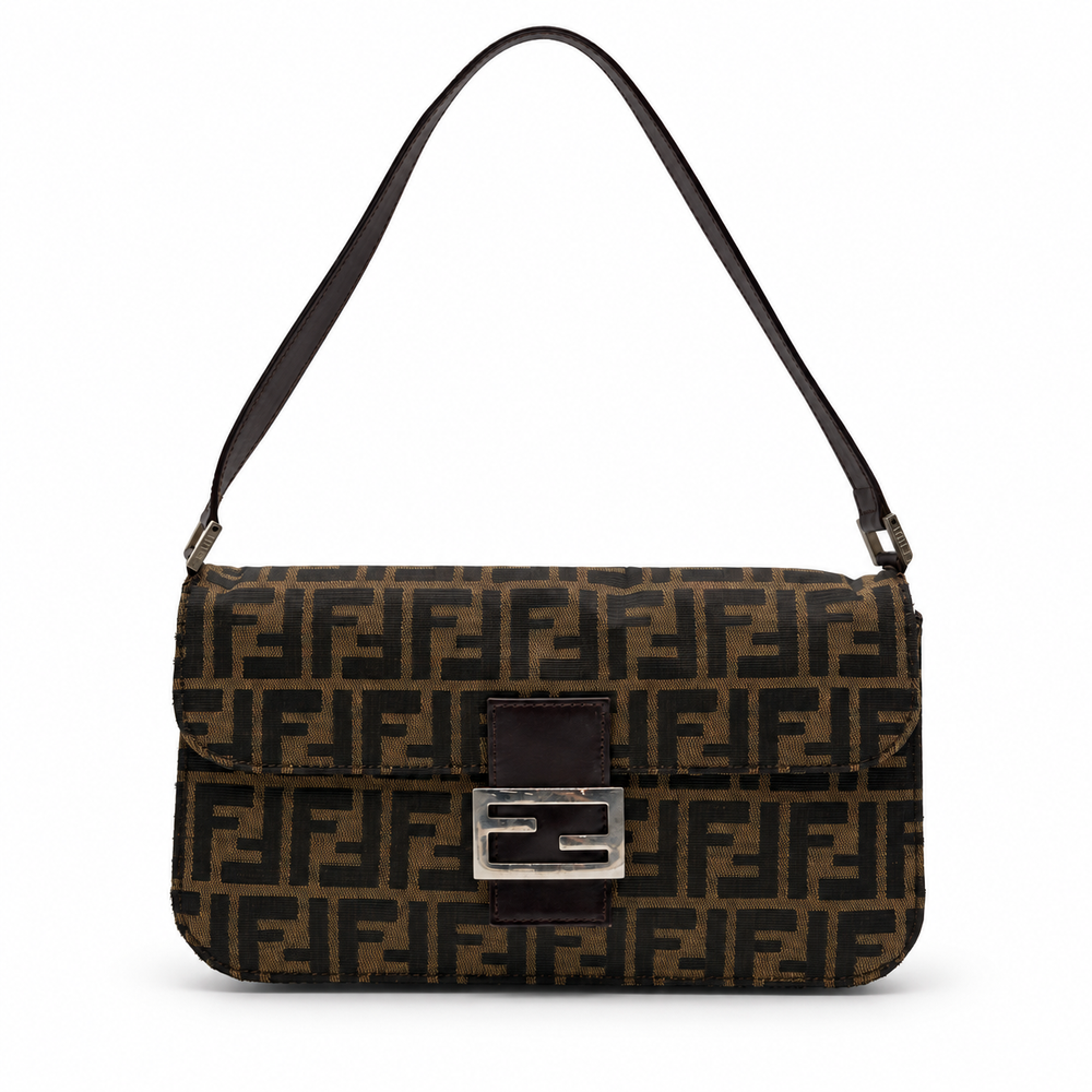 Fendi Zucca Pattern Shoulder Bag Brown and Black