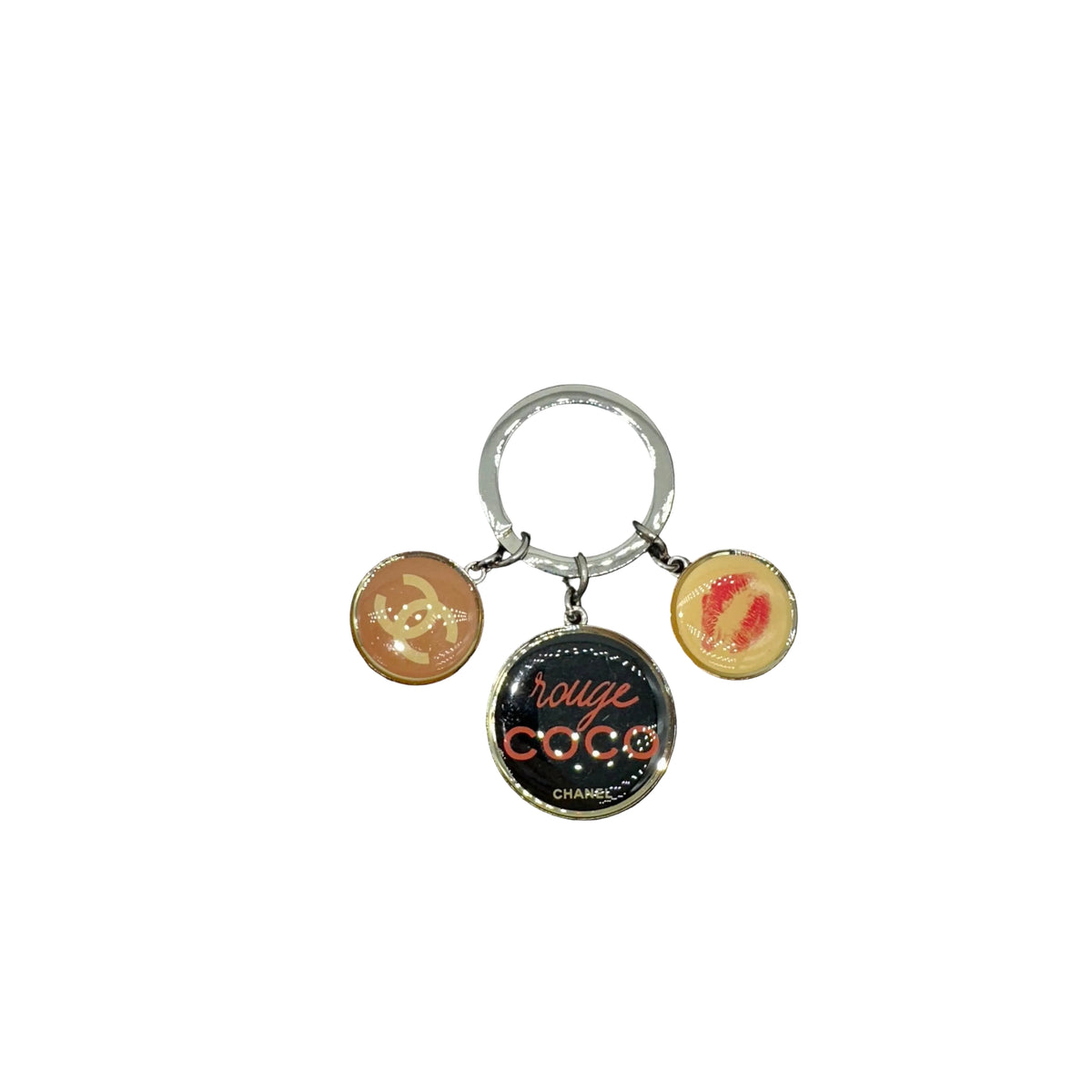 Chanel Silvertone Metal and Resin Rouge Coco Charm Key Chain and Bag Charm