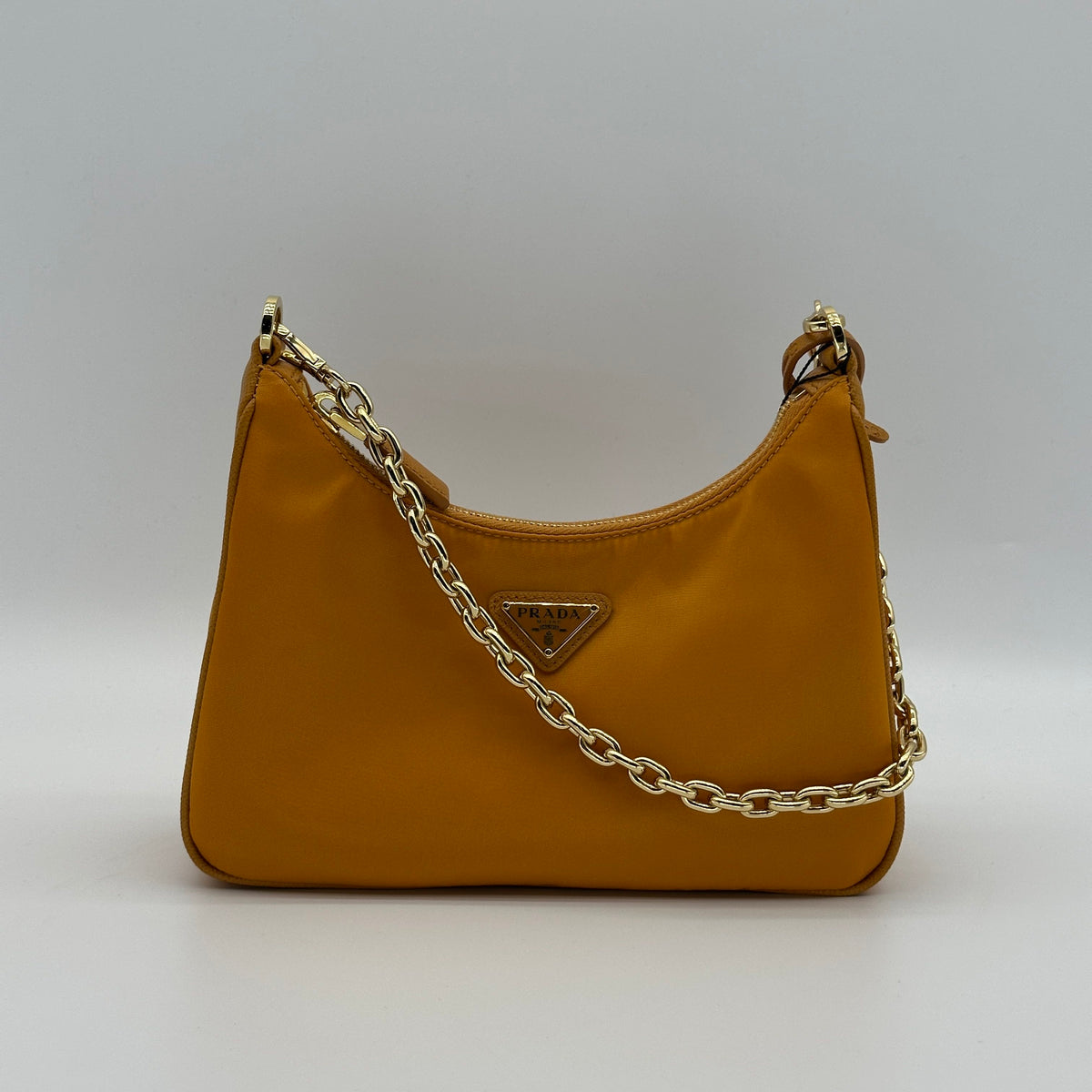 Prada Tessuto Nylon & Leather 2 Way Shoulder Bag Orange
