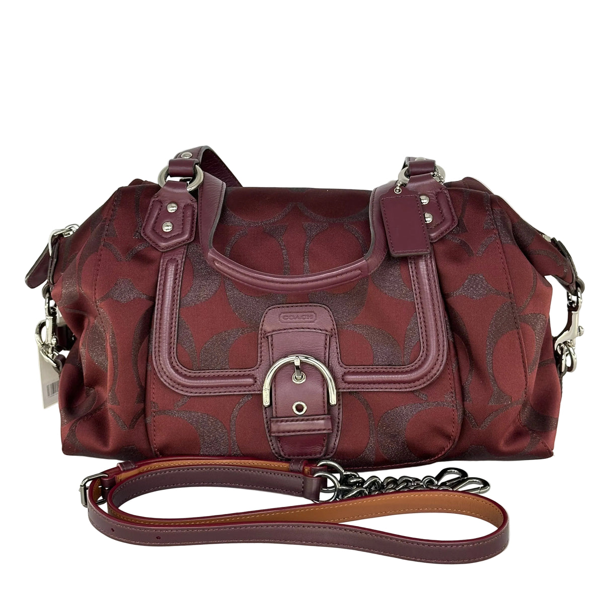 Coach Signature Logo Sac à main Bordeaux 2Way Épaule Bandoulière vintage