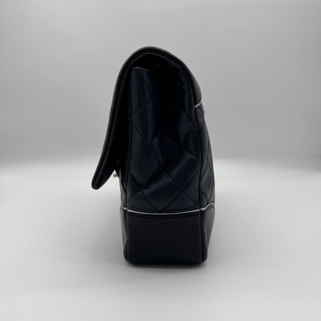 Chanel Matelasse Lambskin Single Flap Double Chain Bag Navy Blue Gunmetal Fittings 21XXXXXX
