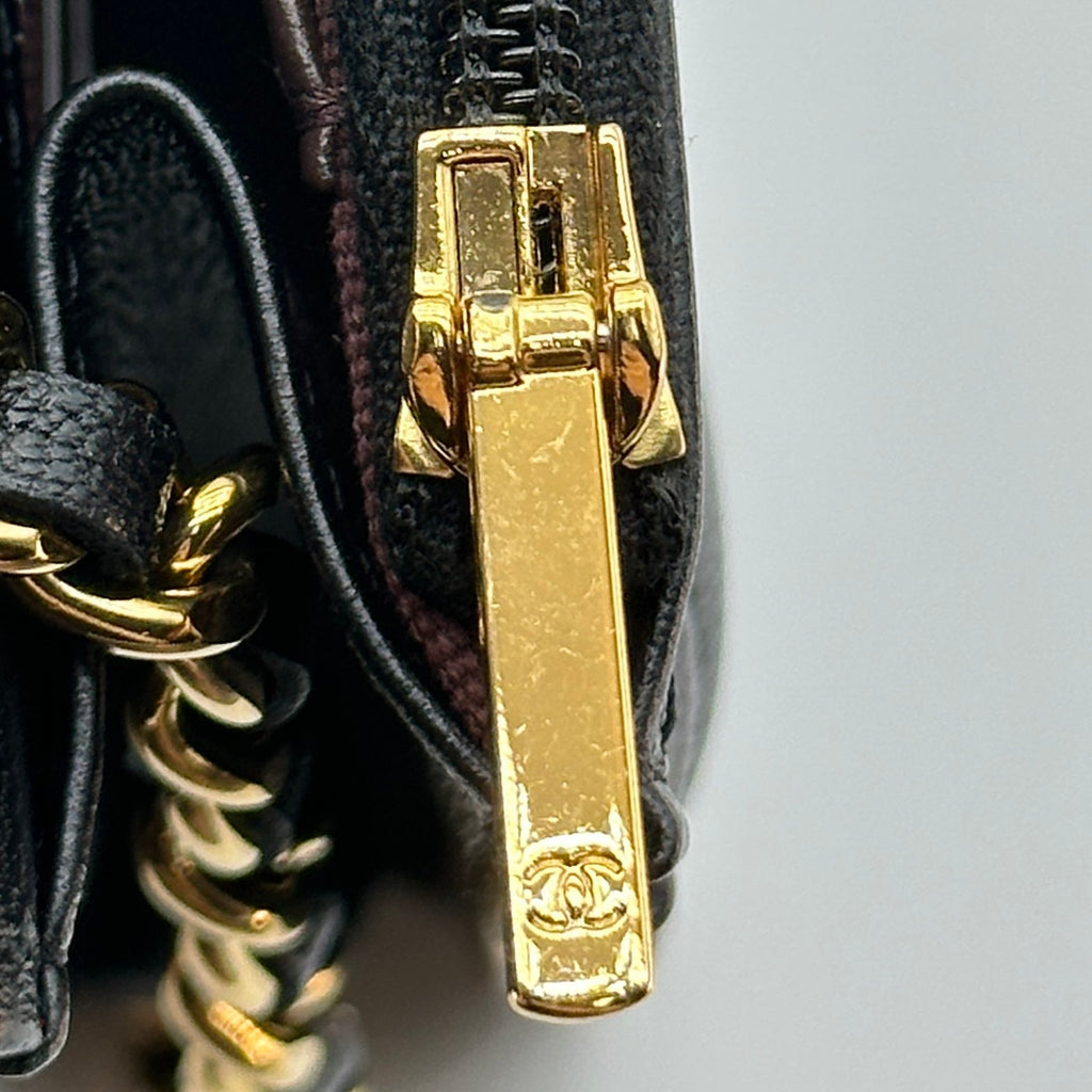 Chanel Matelasse Leather Coco Mark Black Crossbody Bag
