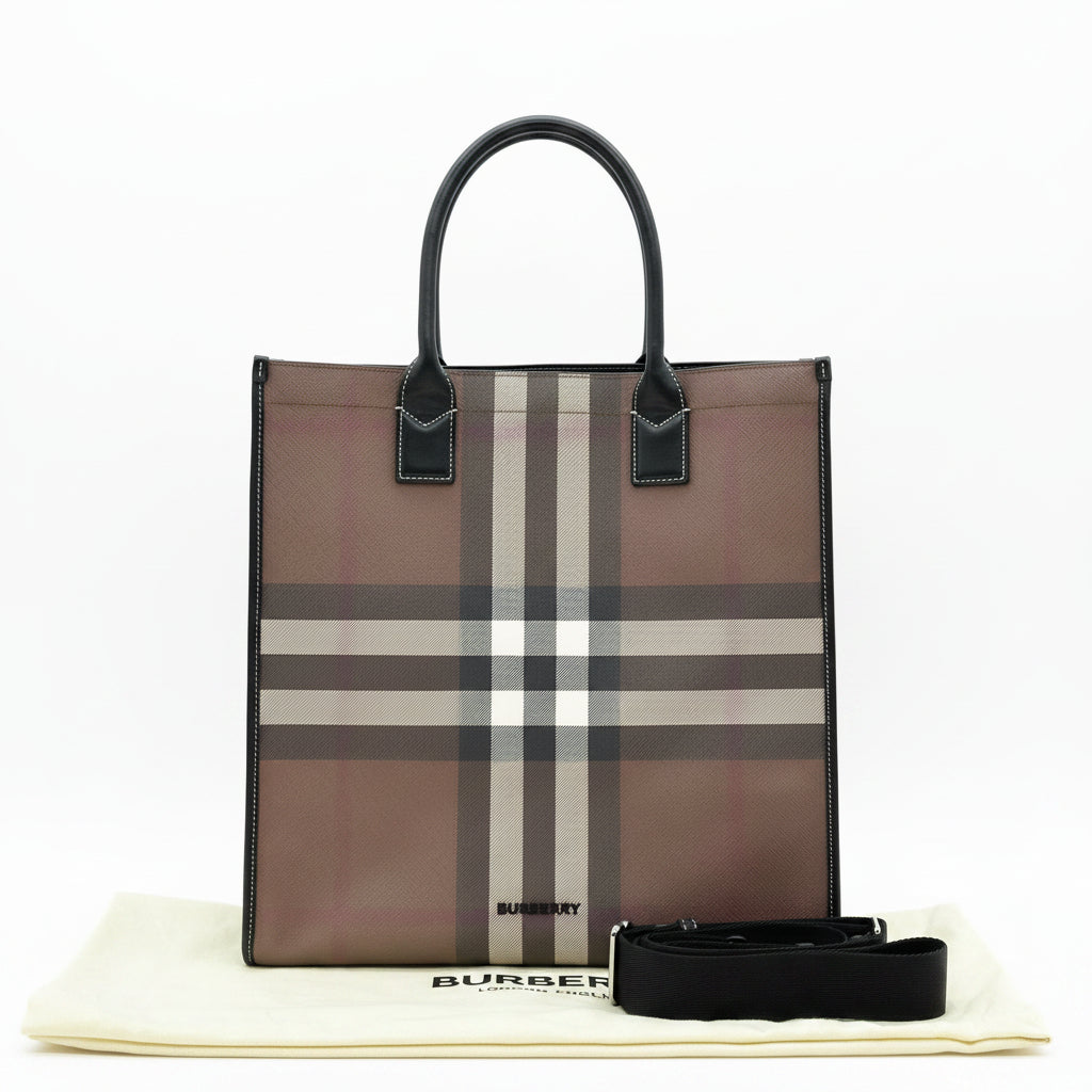 Burberry Denny Classic Check 2Way Tote Shoulder Crossbody Bag