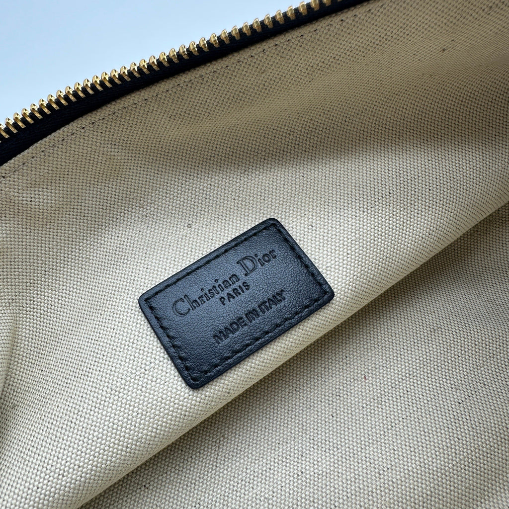Dior Oblique Canvas Navy Leather Shoulder Bag