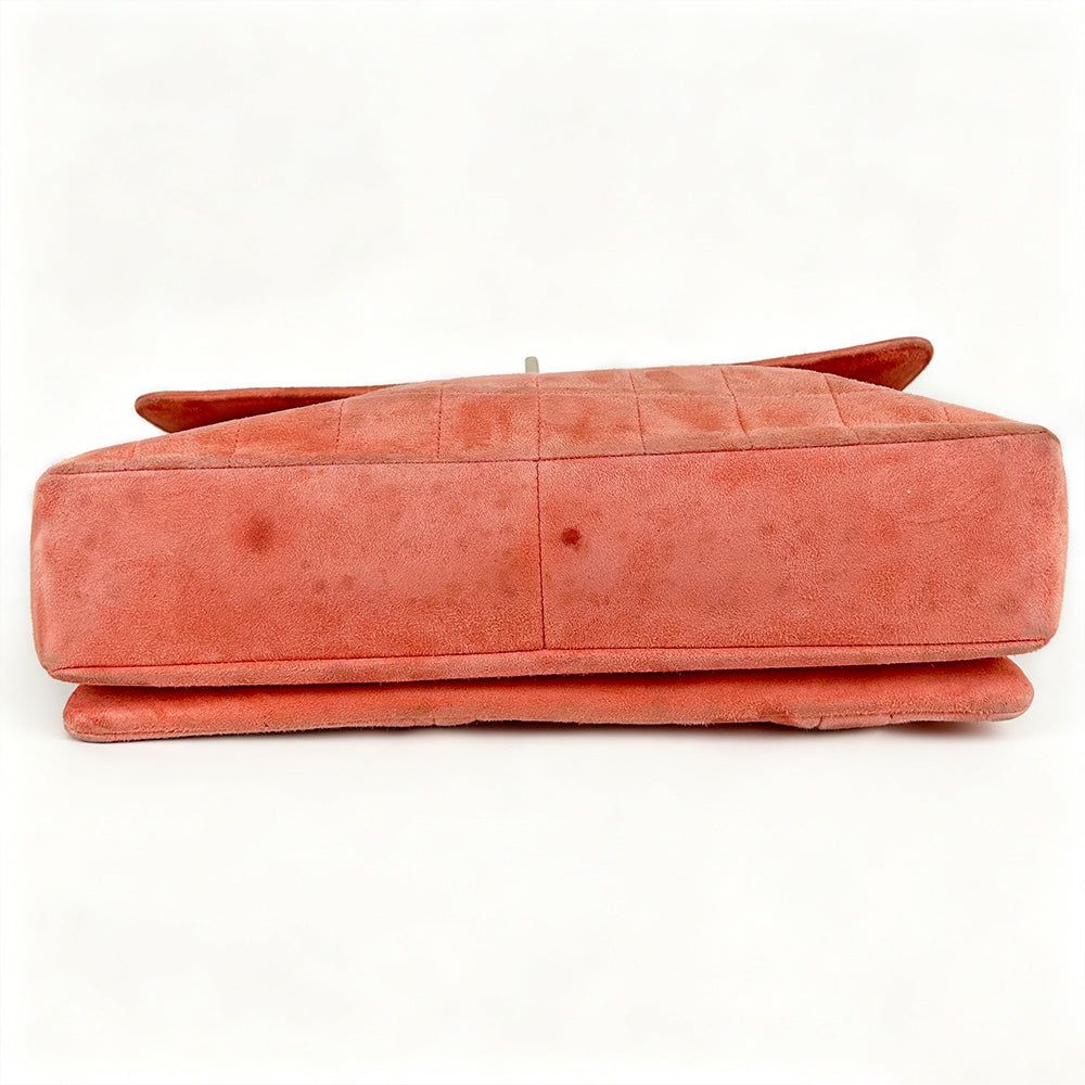 Chanel Pink Choco Bar Reissue Suede Flap Bag Leather Metal