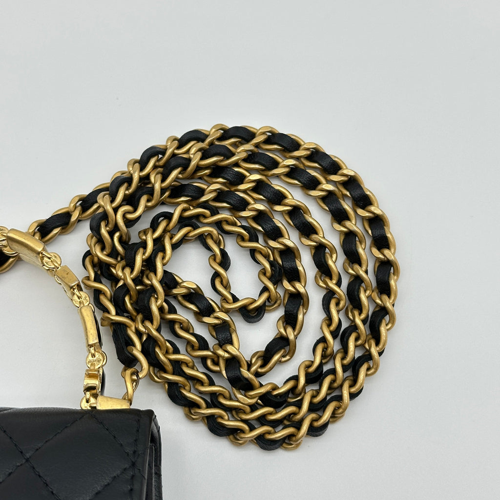 Chanel Quilted Lambskin Trendy CC Mini Black Top Handle Shoulder Bag