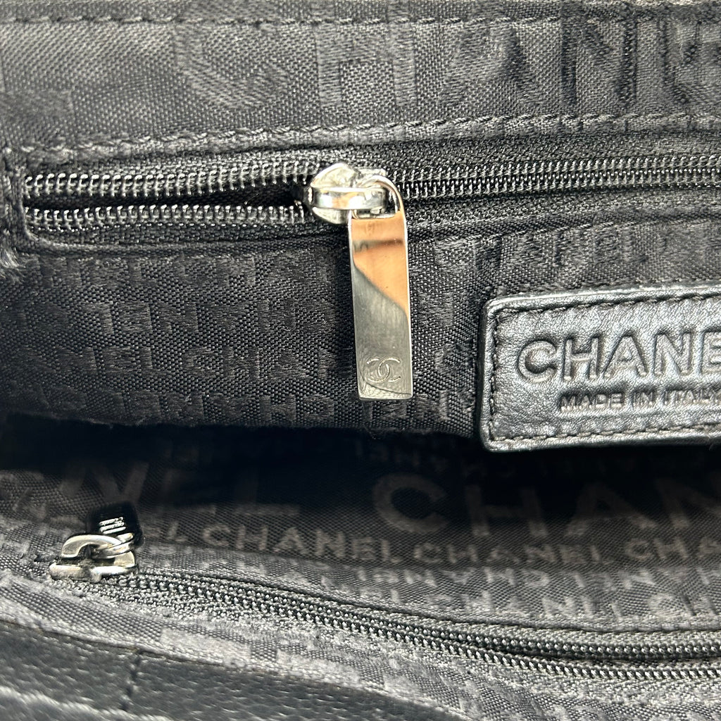 シャネル トートバッグ 黒 キャビアスキン シルバー金具