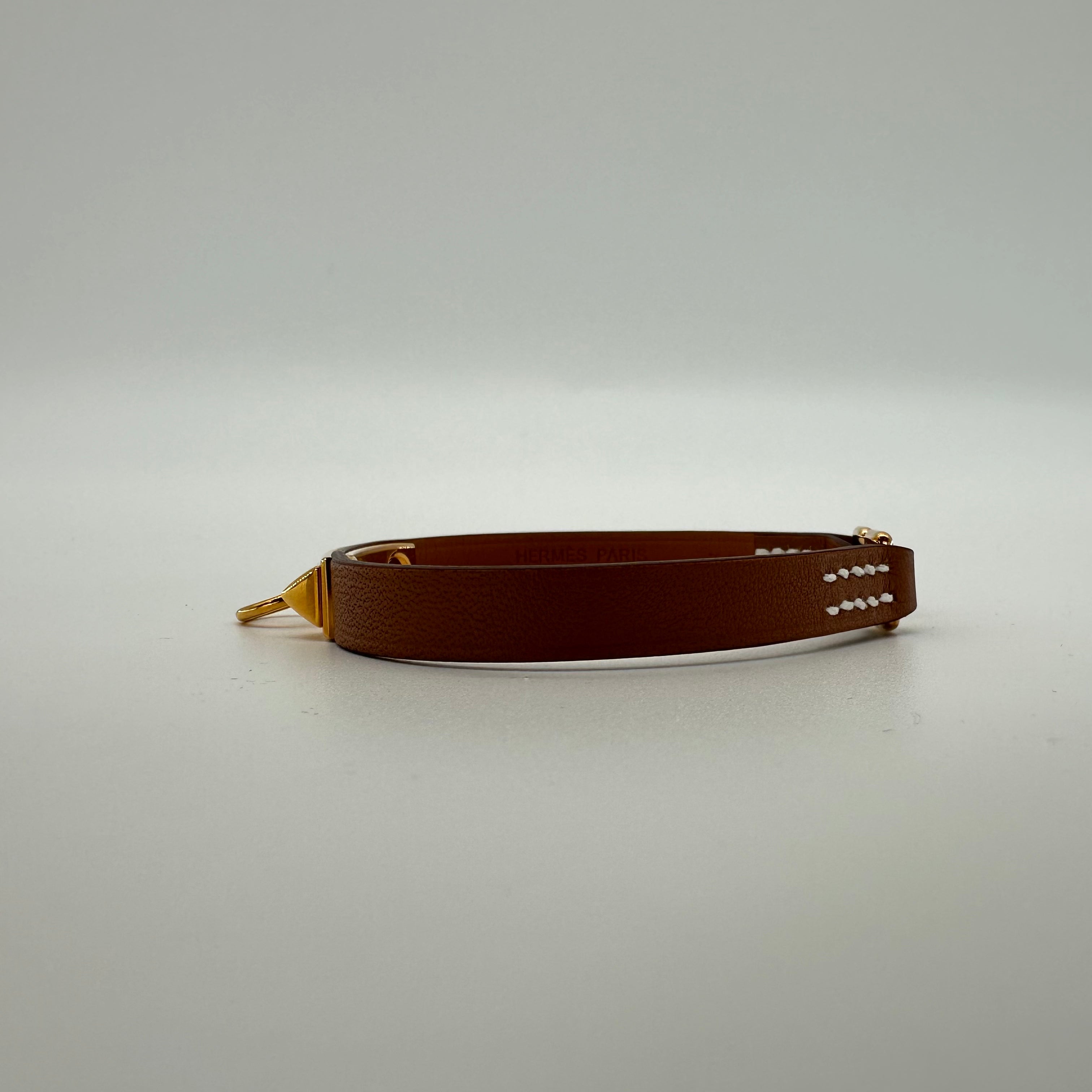 Hermes Mini Rivale Bracelet gold B stamp Rivale Leather