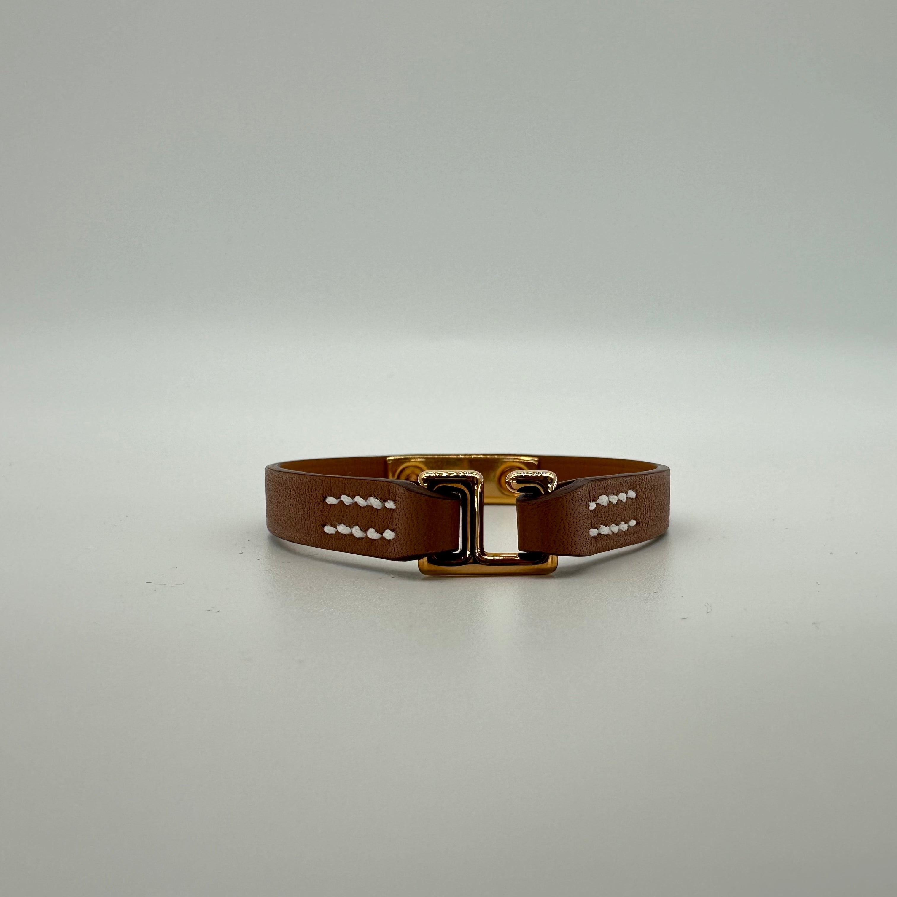 Hermes Mini Rivale Bracelet gold B stamp Rivale Leather