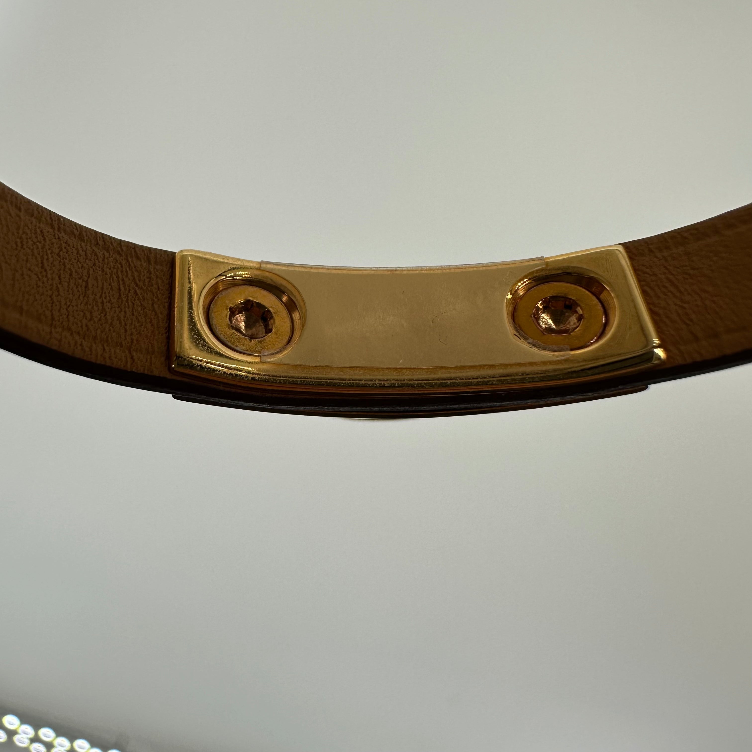 Hermes Mini Rivale Bracelet gold B stamp Rivale Leather