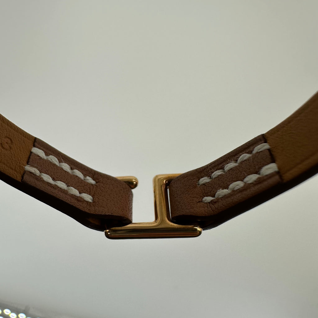 Hermes Mini Rivale Bracelet gold B stamp Rivale Leather